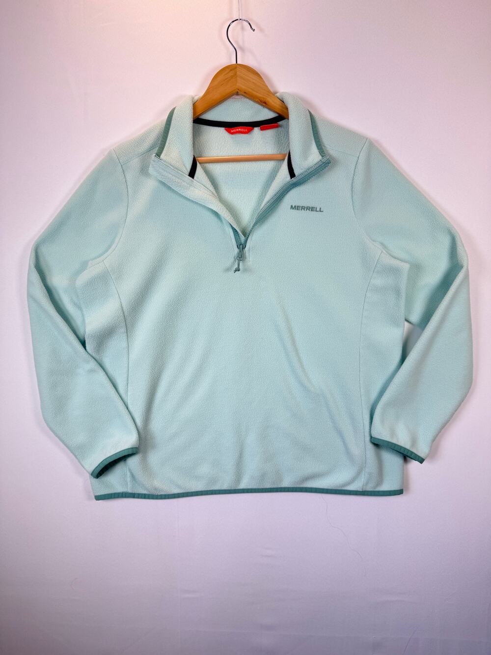 Merrell Women’s Large Mint Fleece Quarter Zip Pullover Hiking Jacket Sweatshirt